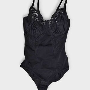 Maidenform Womens Body Shaper Sz 36D Black Underwire Snap Lingerie Bodysuit 1456